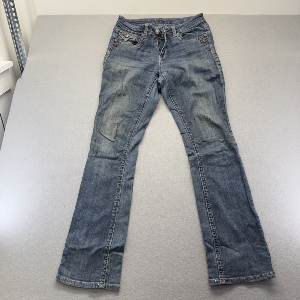 Grace in LA Womens Jeans Size 31 Easy Fit Bootcut Embellished Western Denim